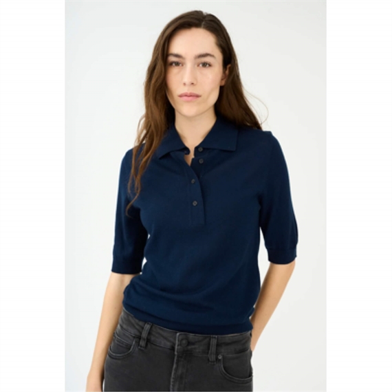 IVY Copenhagen Essex SS Polo Knit, Deep Navy Blue